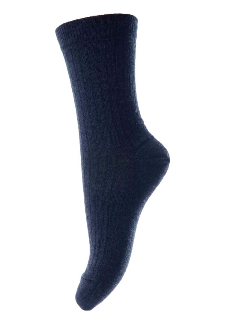 Wool rib socks 807 Navy